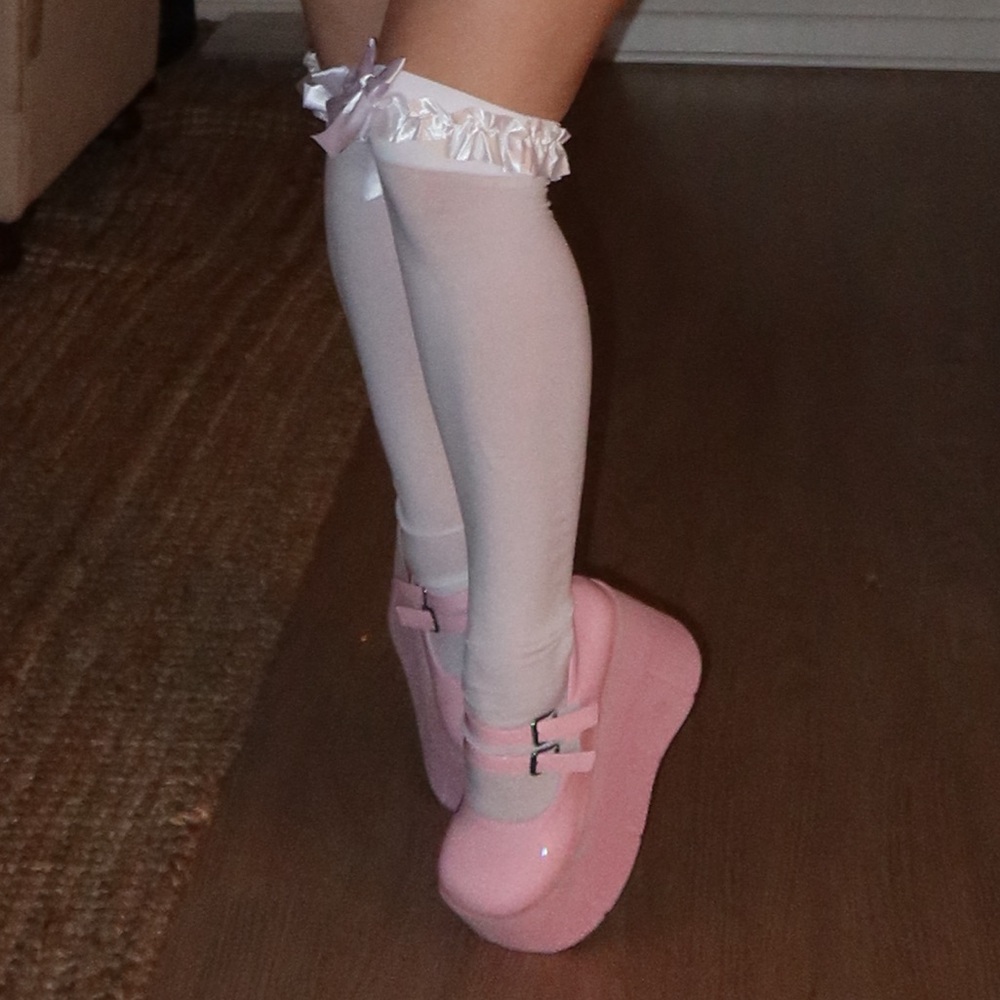 Demonia Pink Platform Mary Janes